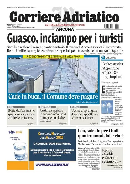 Prima-pagina-corriere adriatico-edizione-di-oggi-20-03-2025